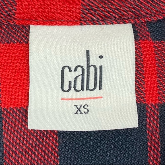 Cabi | Lodge Ruffle Red & Black Plaid Button Down Shirt Size XS - Picture 3 of 14